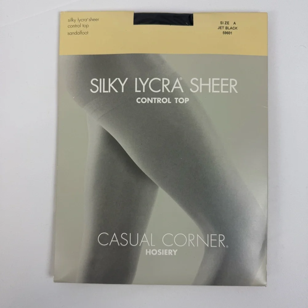 Casual Corner Hoisery Silky Lycra Sheer Control Top Size A Jet Black Vintage NEW